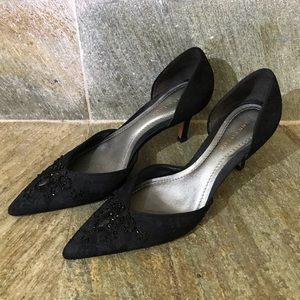 Black Beaded Kitten Heel